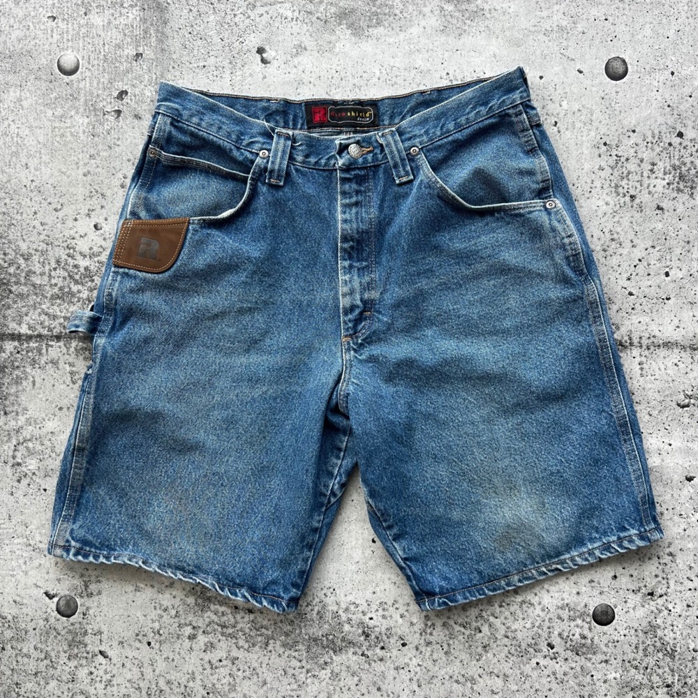 Wrangler Riggs Shorts Mens 32 Blue Workwear Carpenter Denim Utility Y2K